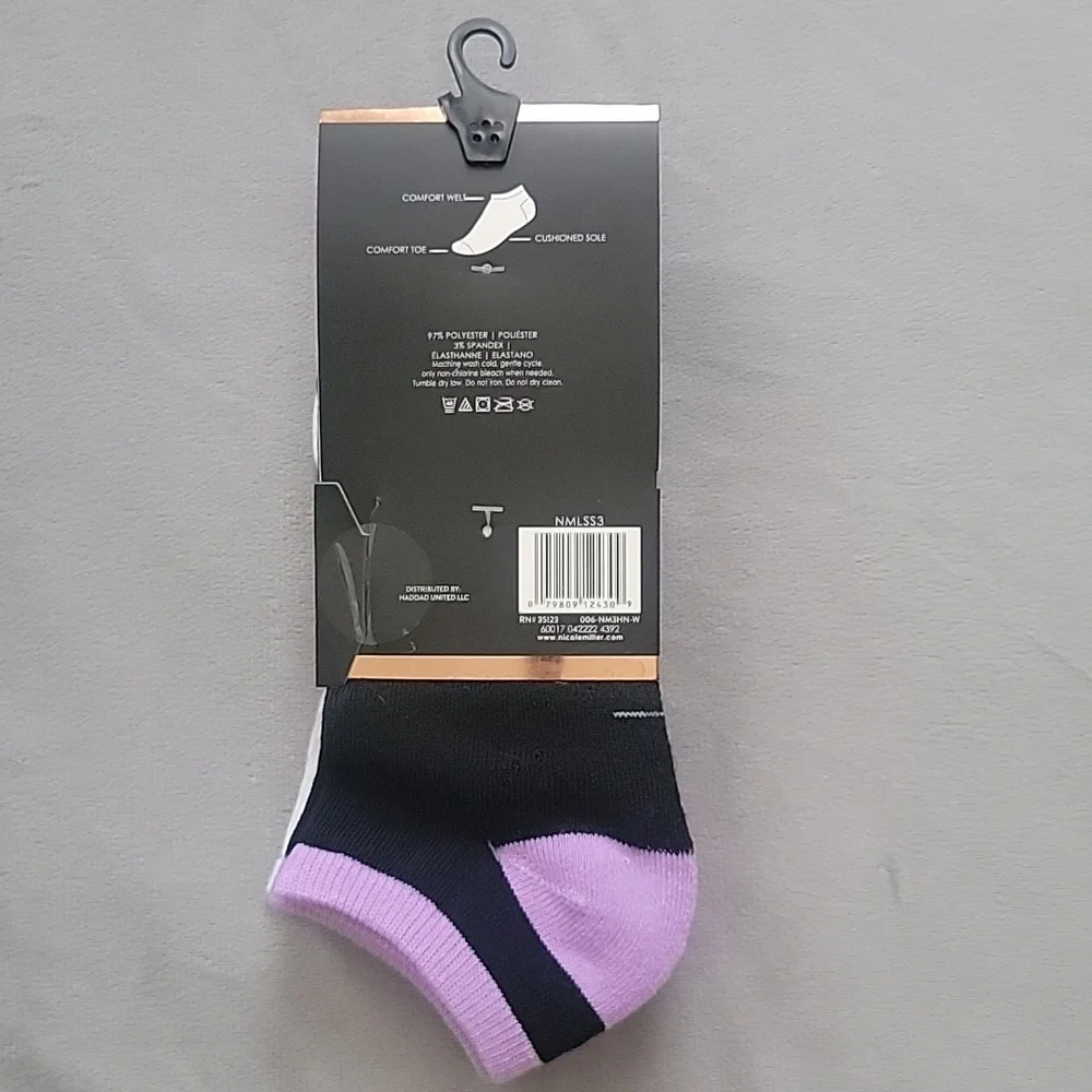Nicole Miller New York Athletic Cushioned Socks, 3 Pairs, Size 4-10